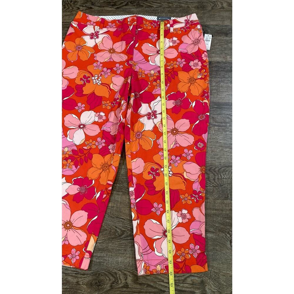 Talbots Women's Floral Print Perfect Crop Pants Size 12P Orange Pink Cotton New - Picture 7 of 11